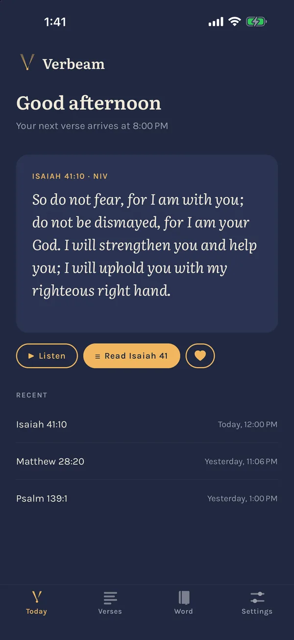 Today screen in dark mode