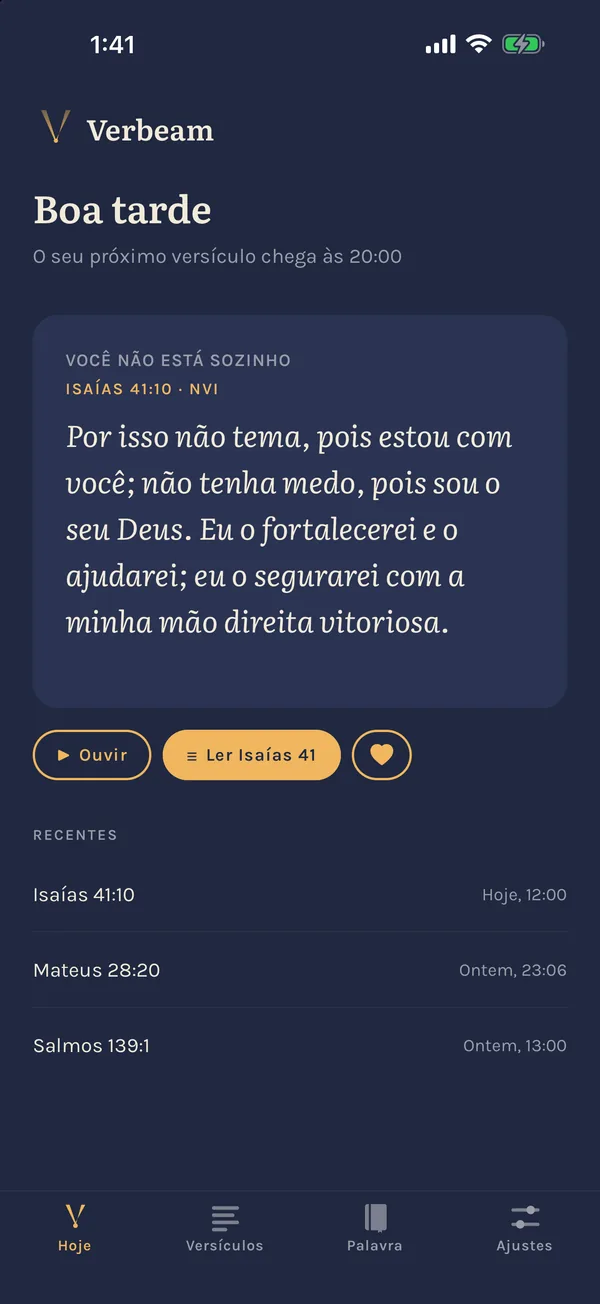 Tela Hoje no modo escuro